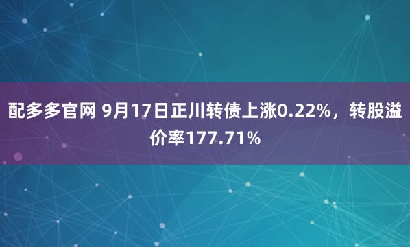 配多多官网 9月17日正川转债上涨0.22%，转股溢价率177.71%